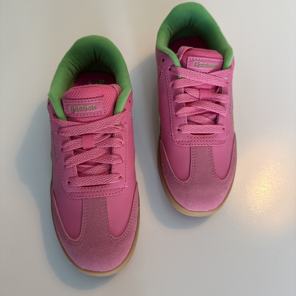 Reebok Club C Grounds Kids Pink/Grren Sneakers Size 3 NWOT #preppy